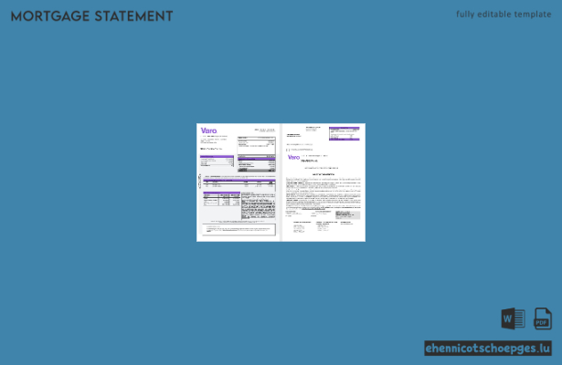 USA Varo Bank Hypothekenabrechnung im Word- und PDF-Format 1-2 Beispielvorschau